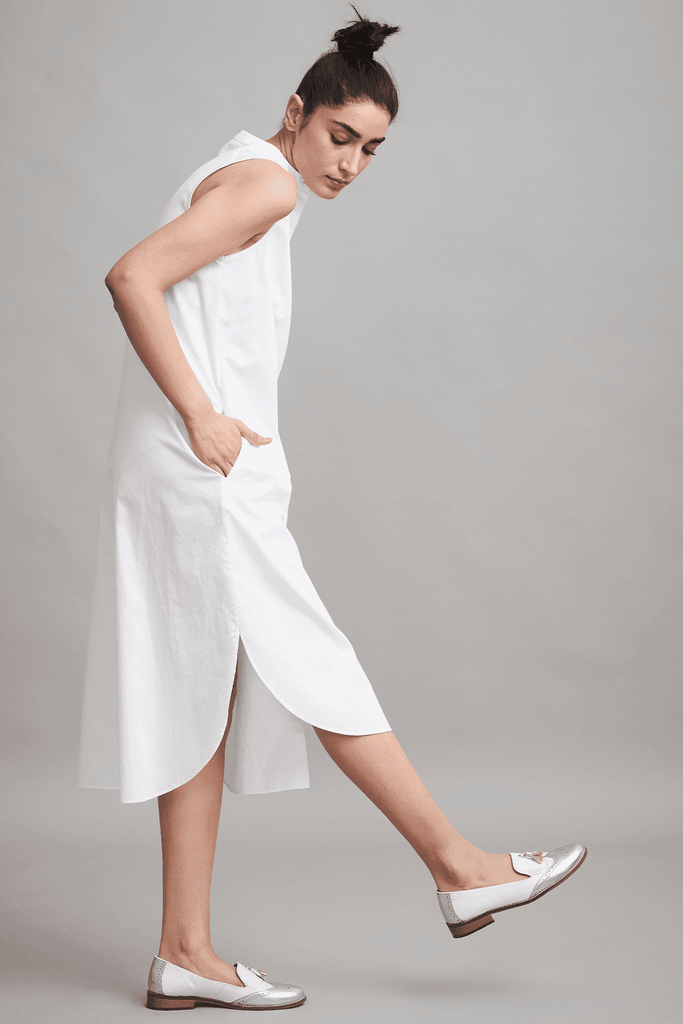 BUTTON PLEAT MIDI - dash and dot dash and dot