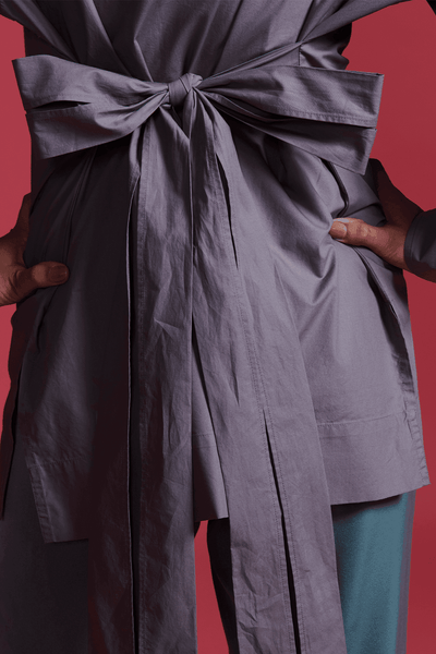 TIE UP POPLIN SHIRT - dash and dot