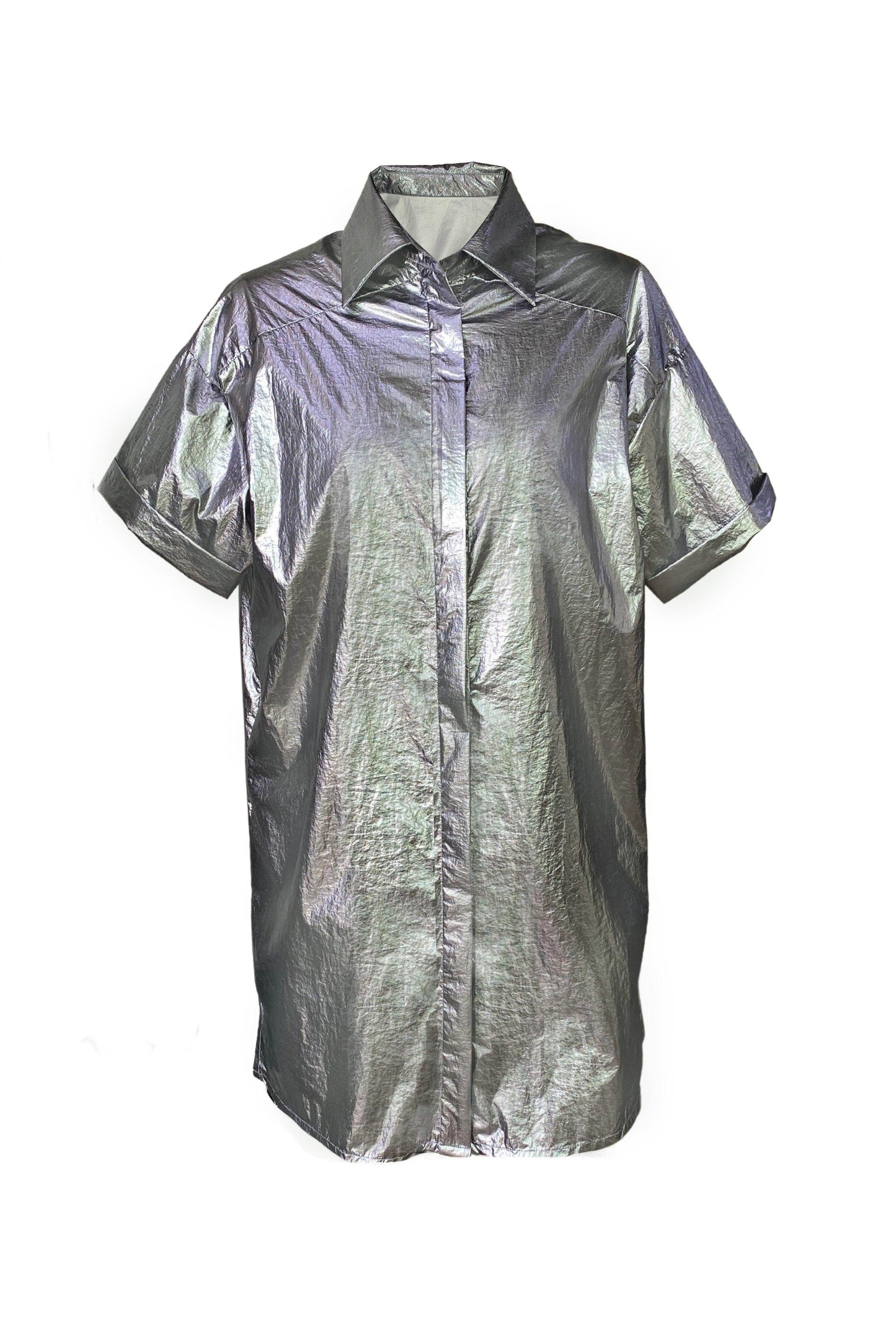 METALLIC SHIRT DRESS - dash and dot