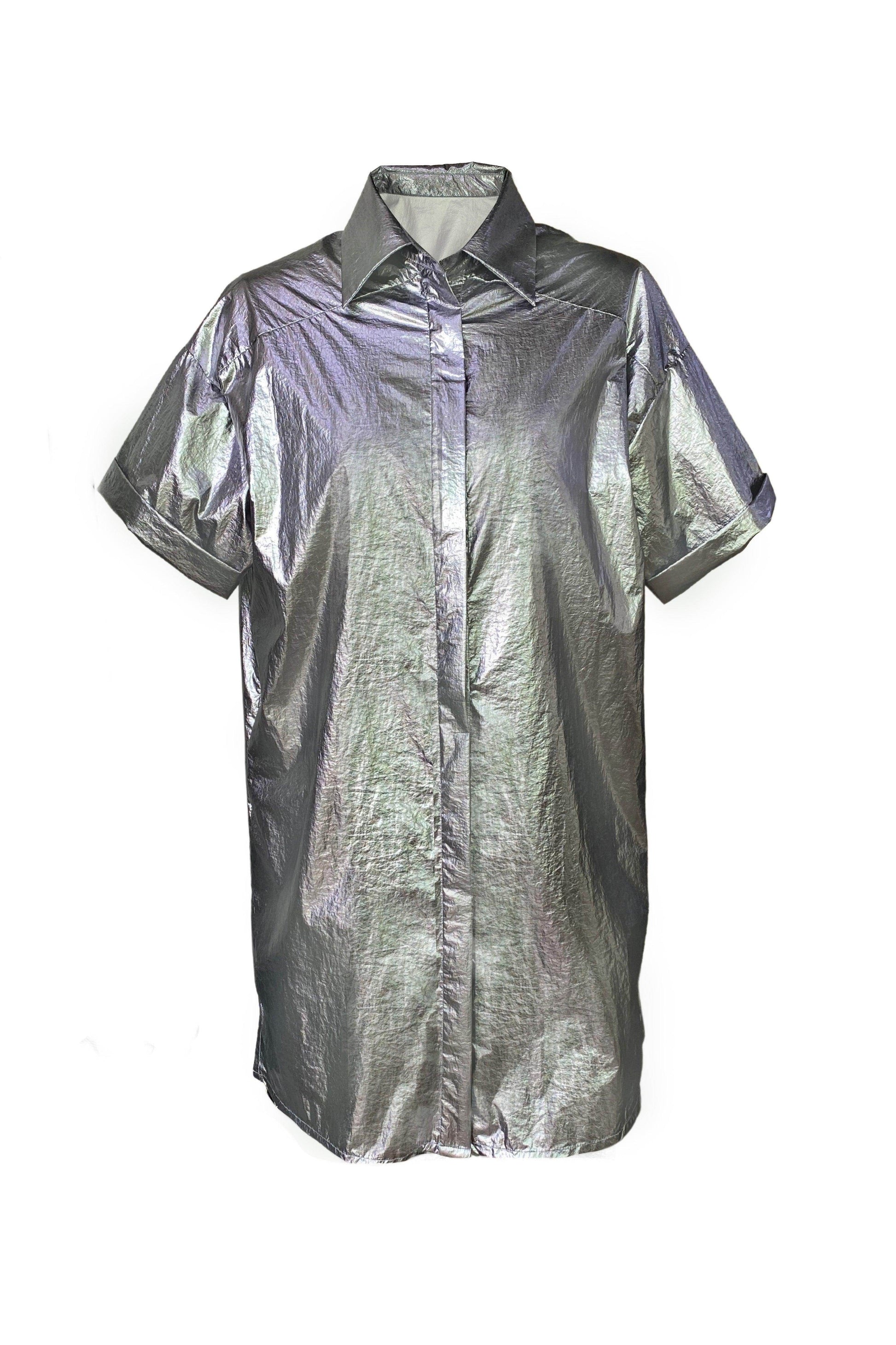 METALLIC SHIRT DRESS - dash and dot