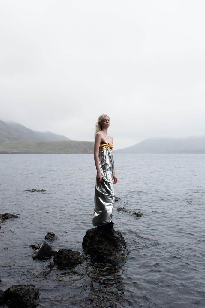 METALLIC BLOCK DRESS - dash and dot dash and dot