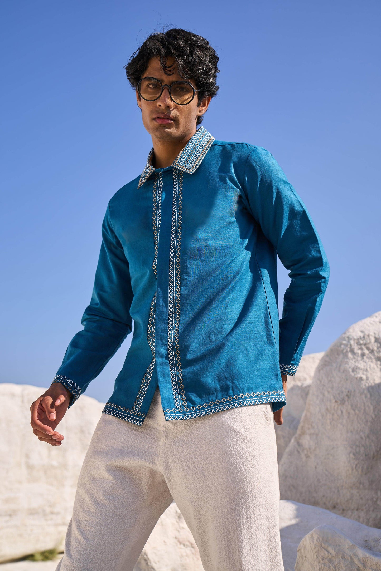 CONTRAST STITCH SHIRT - dash and dot