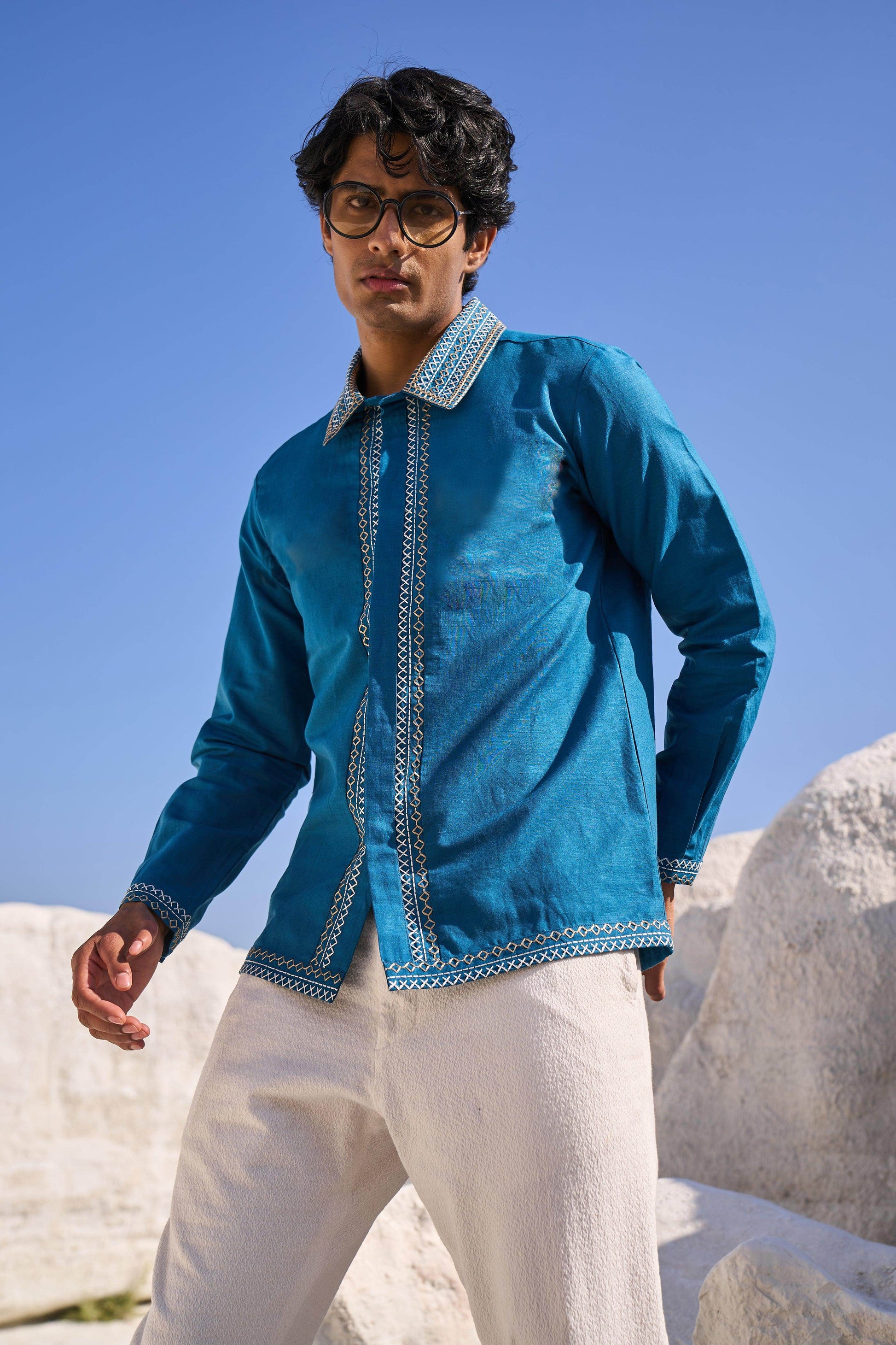 CONTRAST STITCH SHIRT - dash and dot