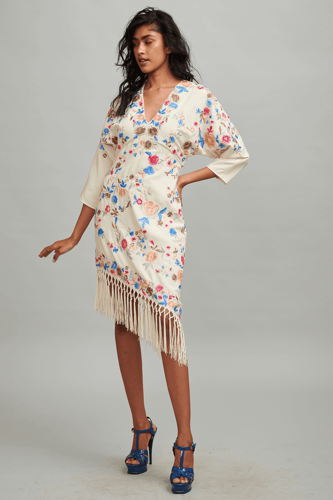 MULTICOLOUR FRINGE HEM DRESS - dash and dot dash and dot