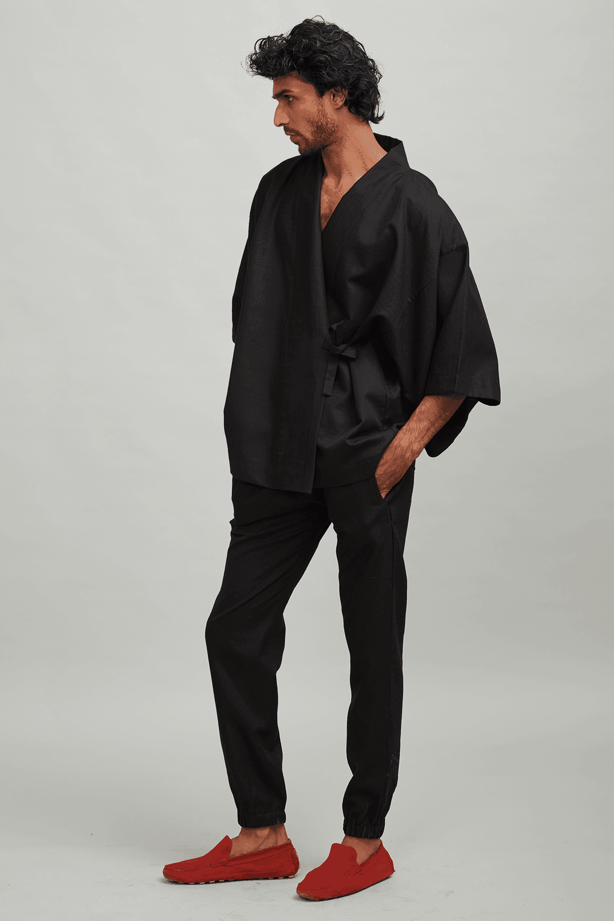 LINEN MEN'S KIMONO - dash and dot