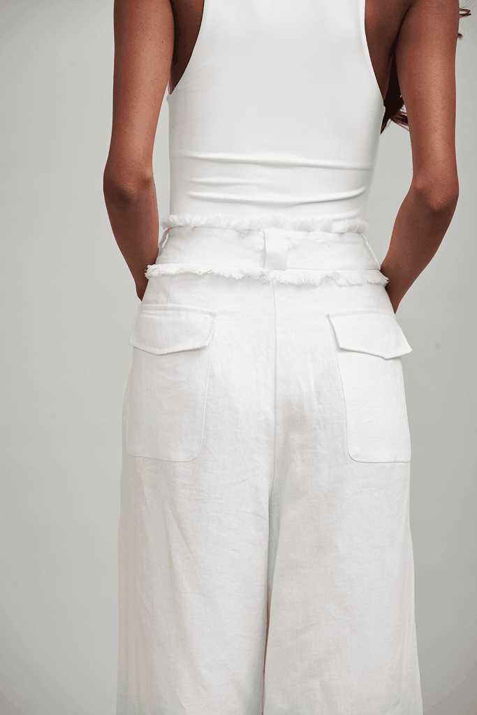 WHITE LINEN PANT - dash and dot dash and dot