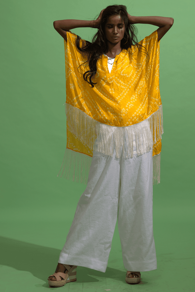 BANDHANI FRINGE KAFTAN TOP - dash and dot dash and dot