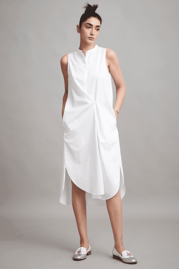 BUTTON PLEAT MIDI - dash and dot dash and dot