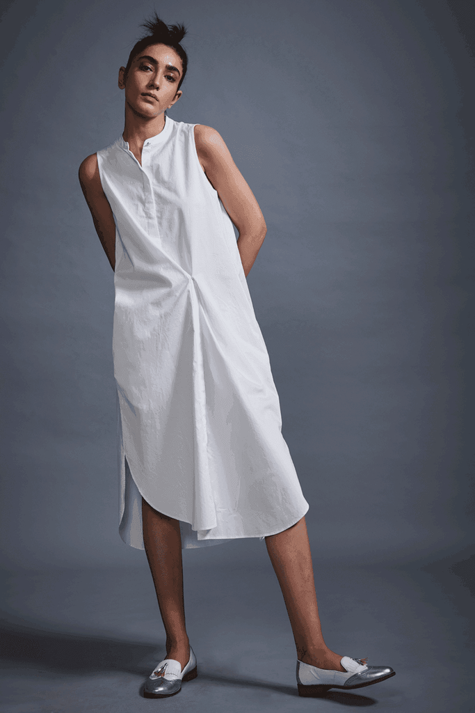 BUTTON PLEAT MIDI - dash and dot dash and dot