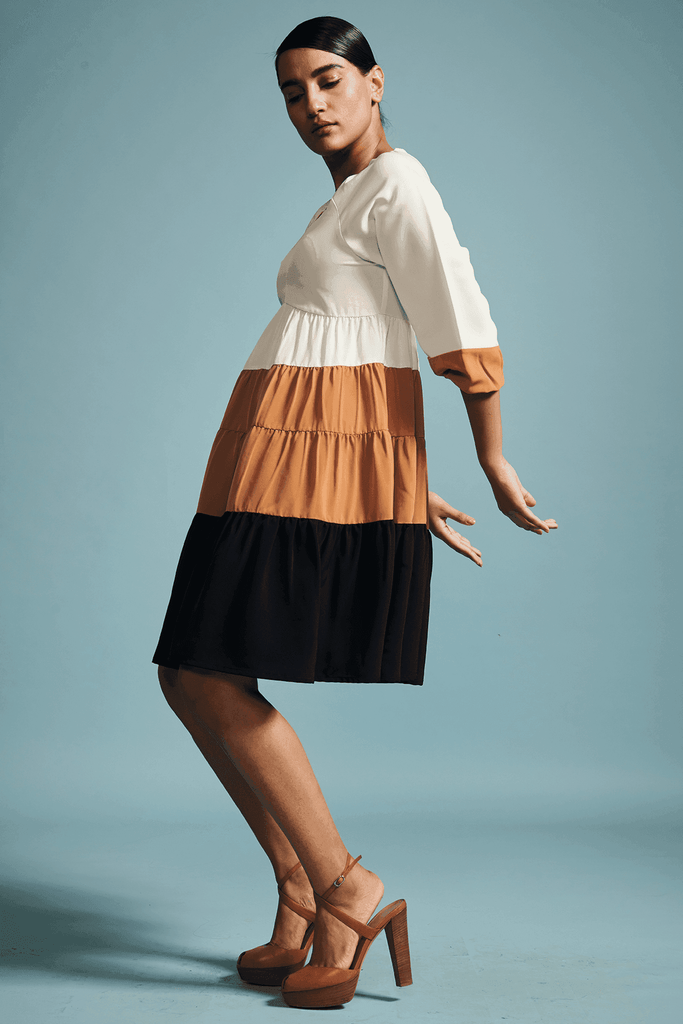 TIER COLOR BLOCK DRESS - dash and dot dash and dot