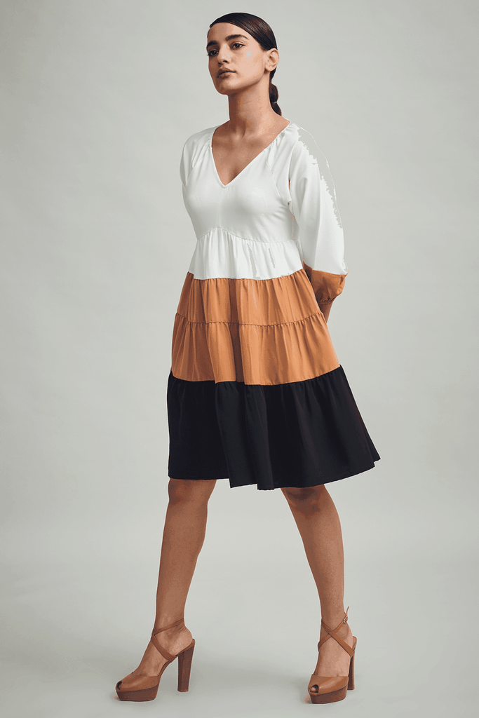 TIER COLOR BLOCK DRESS - dash and dot dash and dot
