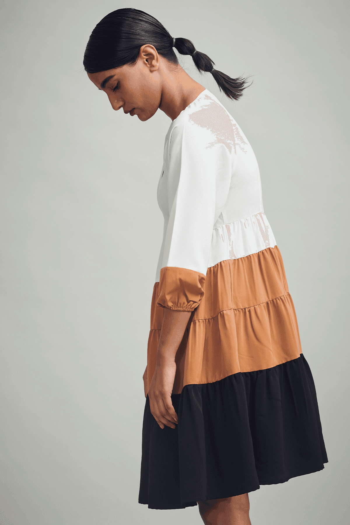 TIER COLOR BLOCK DRESS - dash and dot