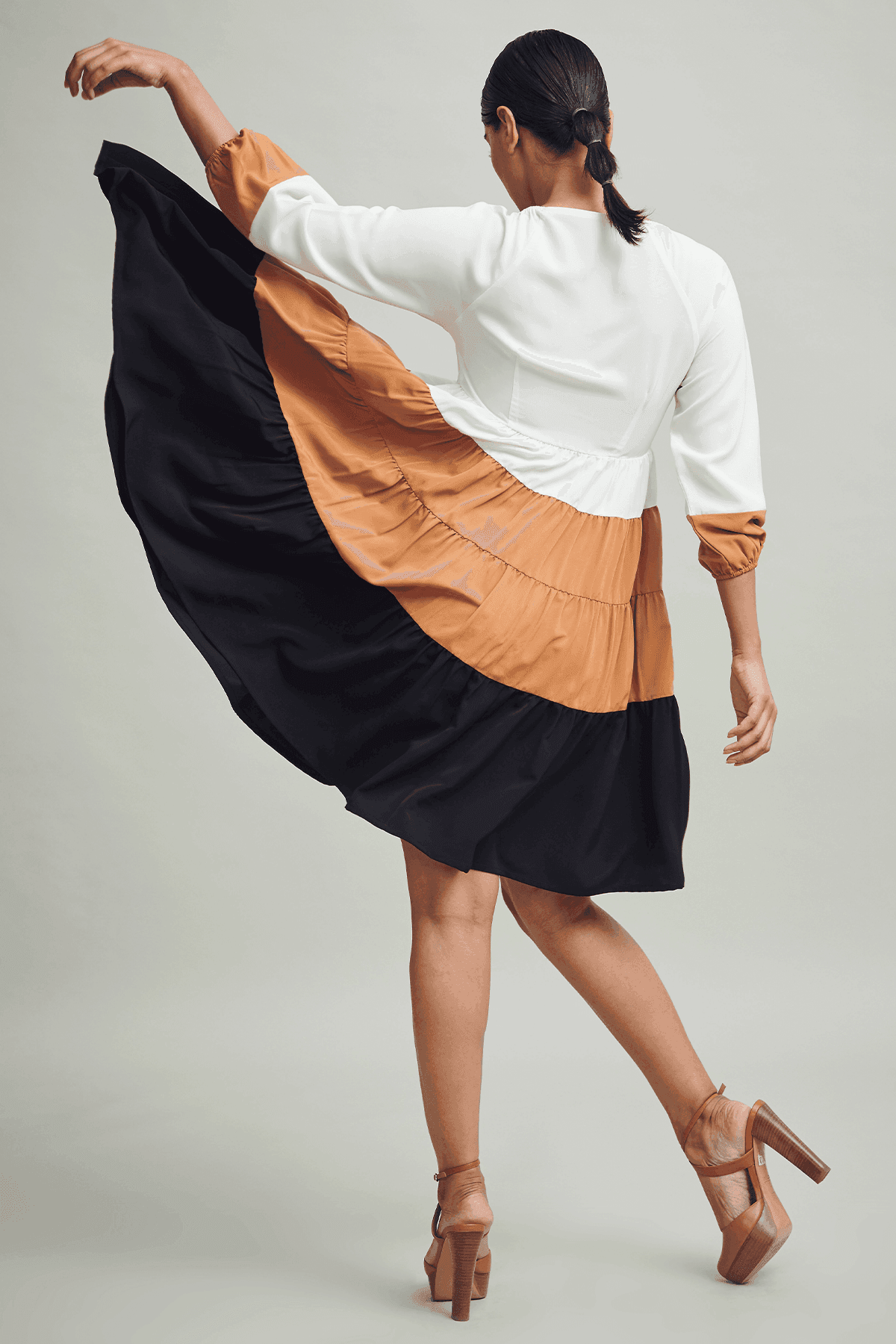 TIER COLOR BLOCK DRESS - dash and dot