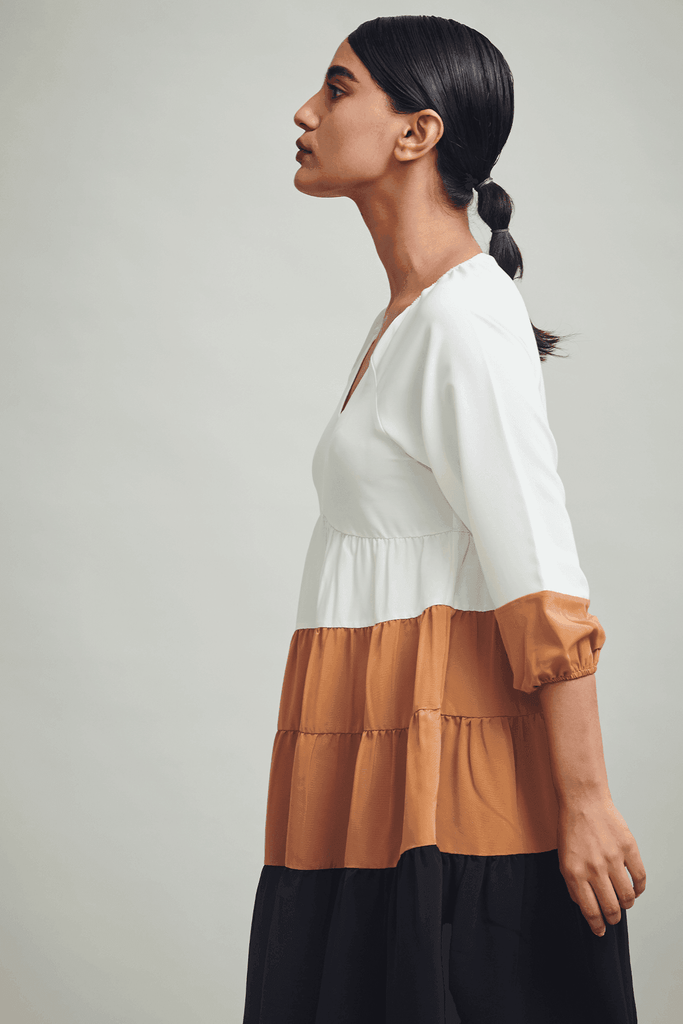 TIER COLOR BLOCK DRESS - dash and dot dash and dot