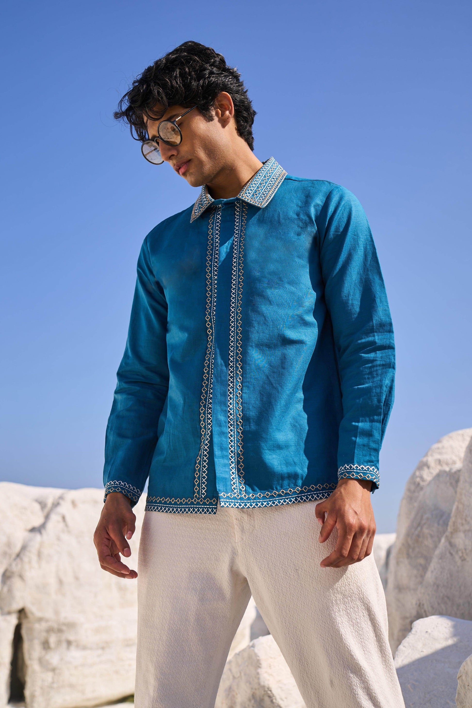 CONTRAST STITCH SHIRT - dash and dot