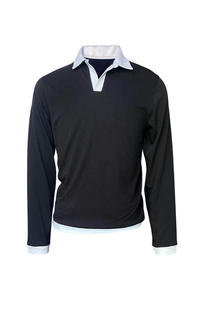 BLACK WHITE POLO - dash and dot dash and dot