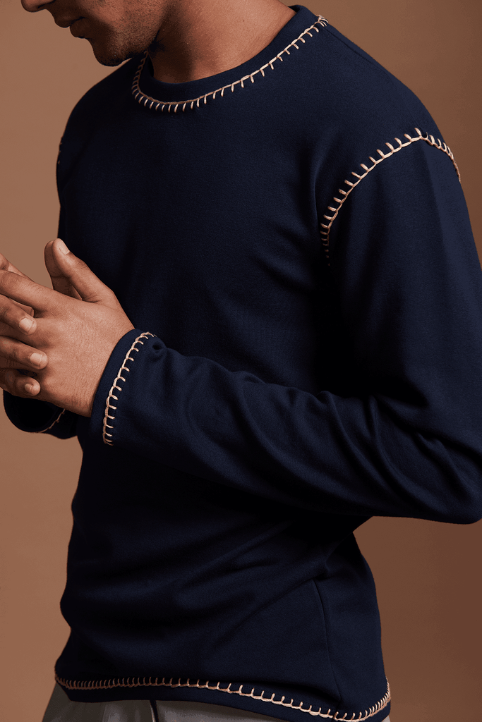 BLANKET STITCH SWEAT TEE - dash and dot dash and dot