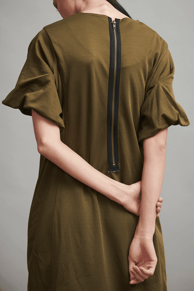 MILITARY GREEN MIDI - dash and dot dash and dot