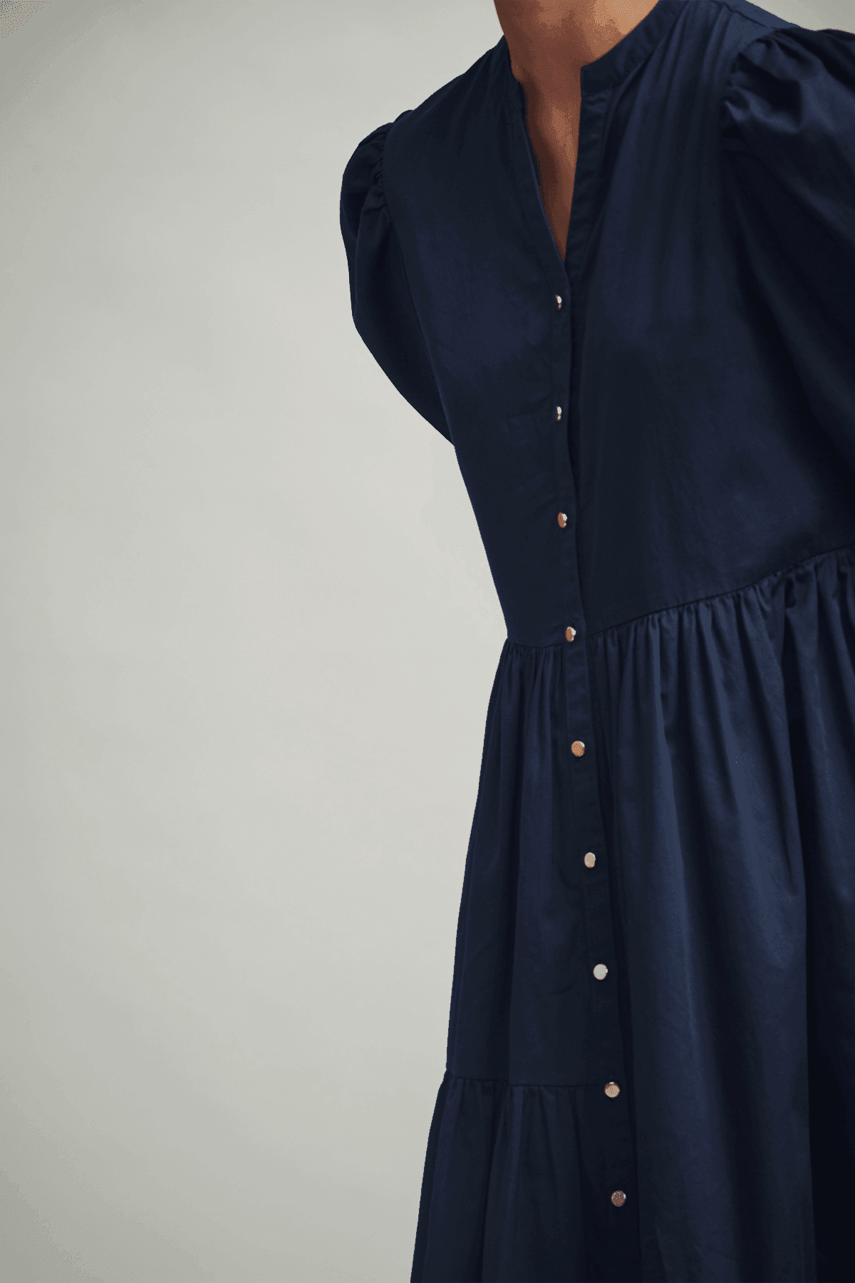 TIERED POPLIN MIDI - dash and dot