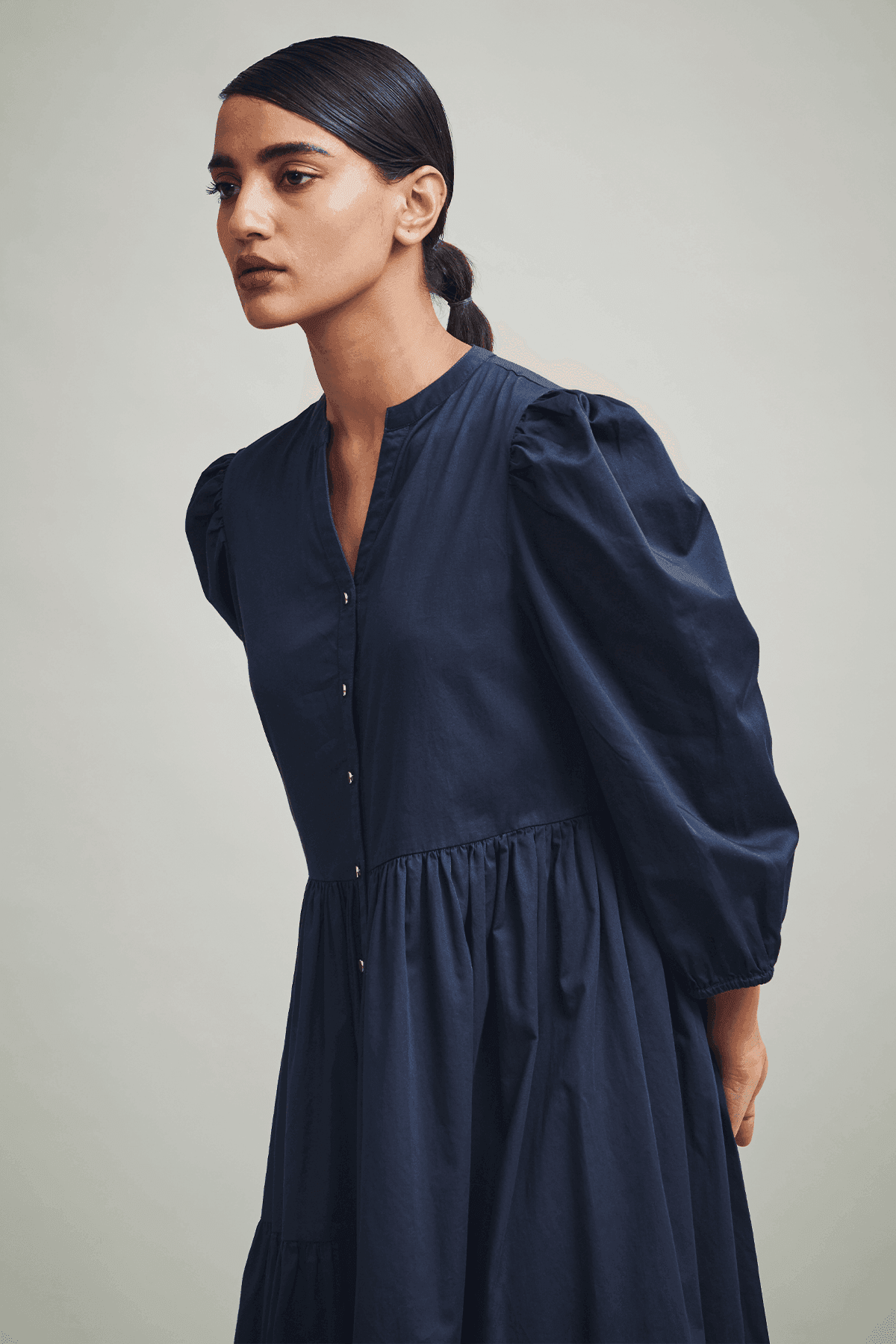 TIERED POPLIN MIDI - dash and dot