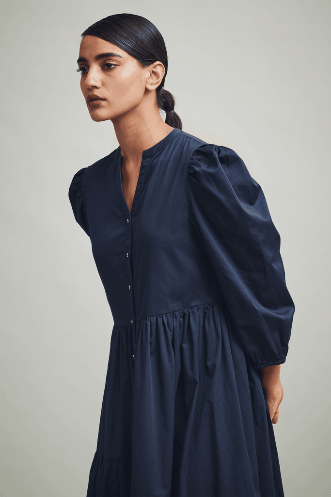 TIERED POPLIN MIDI - dash and dot dash and dot