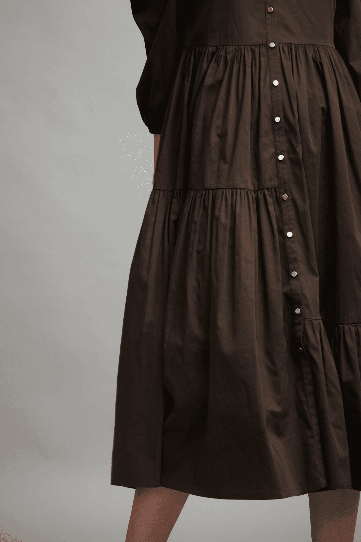 TIERED POPLIN MIDI - dash and dot