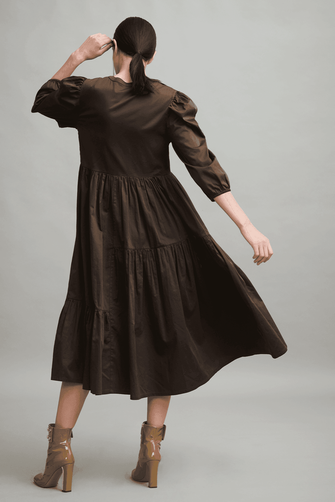 TIERED POPLIN MIDI - dash and dot dash and dot