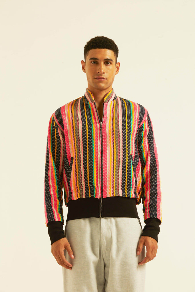 MULTI STRIPE BOMBER - dash and dot dash and dot