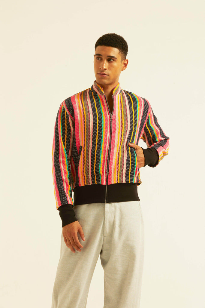 MULTI STRIPE BOMBER - dash and dot dash and dot