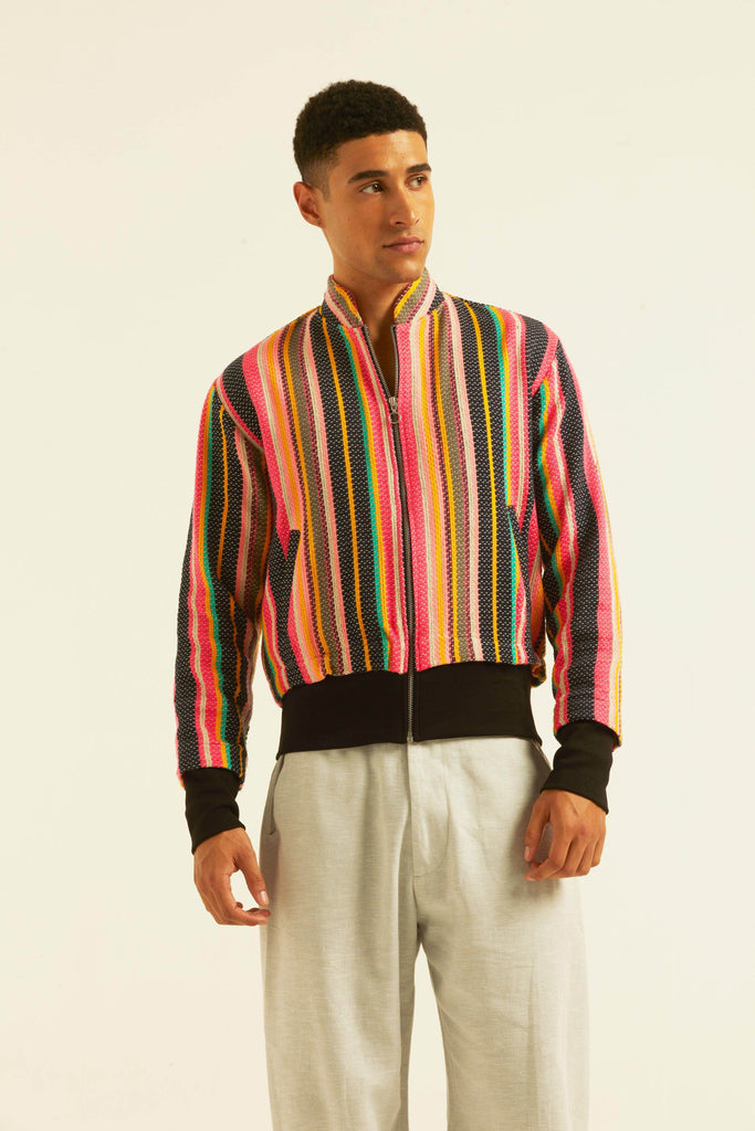 MULTI STRIPE BOMBER - dash and dot dash and dot