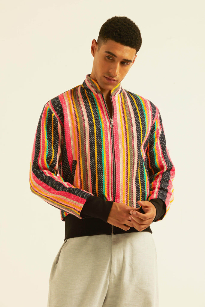 MULTI STRIPE BOMBER - dash and dot dash and dot