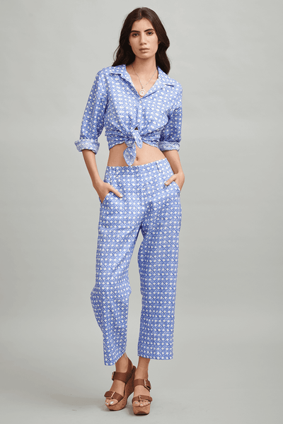 CANING PRINT LINEN PANT - dash and dot