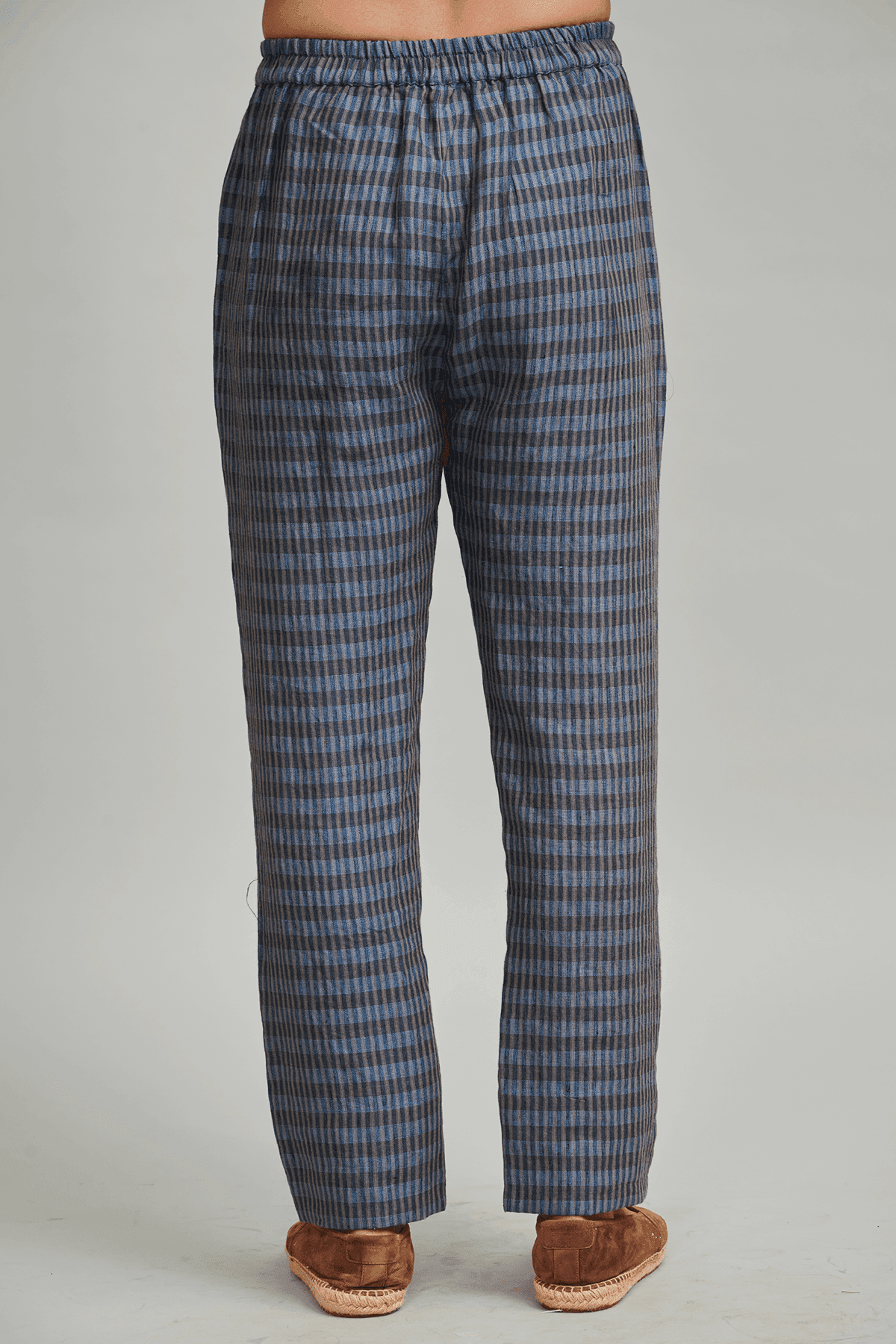 LINEN CHECK PLEAT PANT - dash and dot