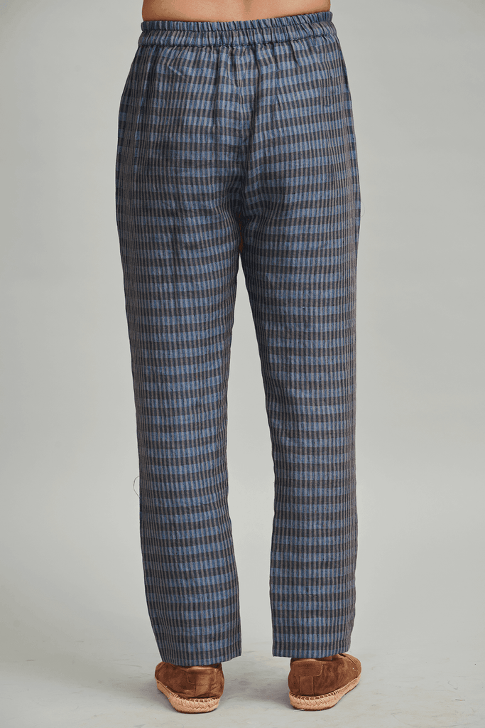 LINEN CHECK PLEAT PANT - dash and dot dash and dot
