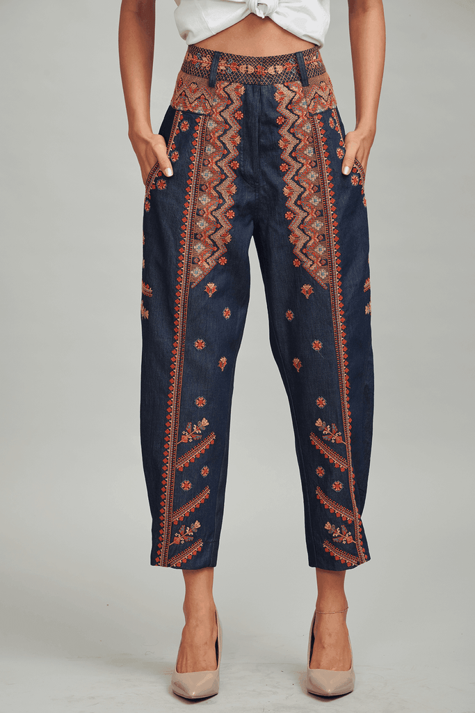 DENIM EMBROIDERED PANT - dash and dot dash and dot