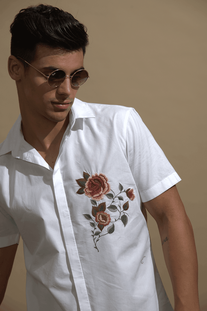 FLOWER EMBROIDERY SHIRT - dash and dot dash and dot