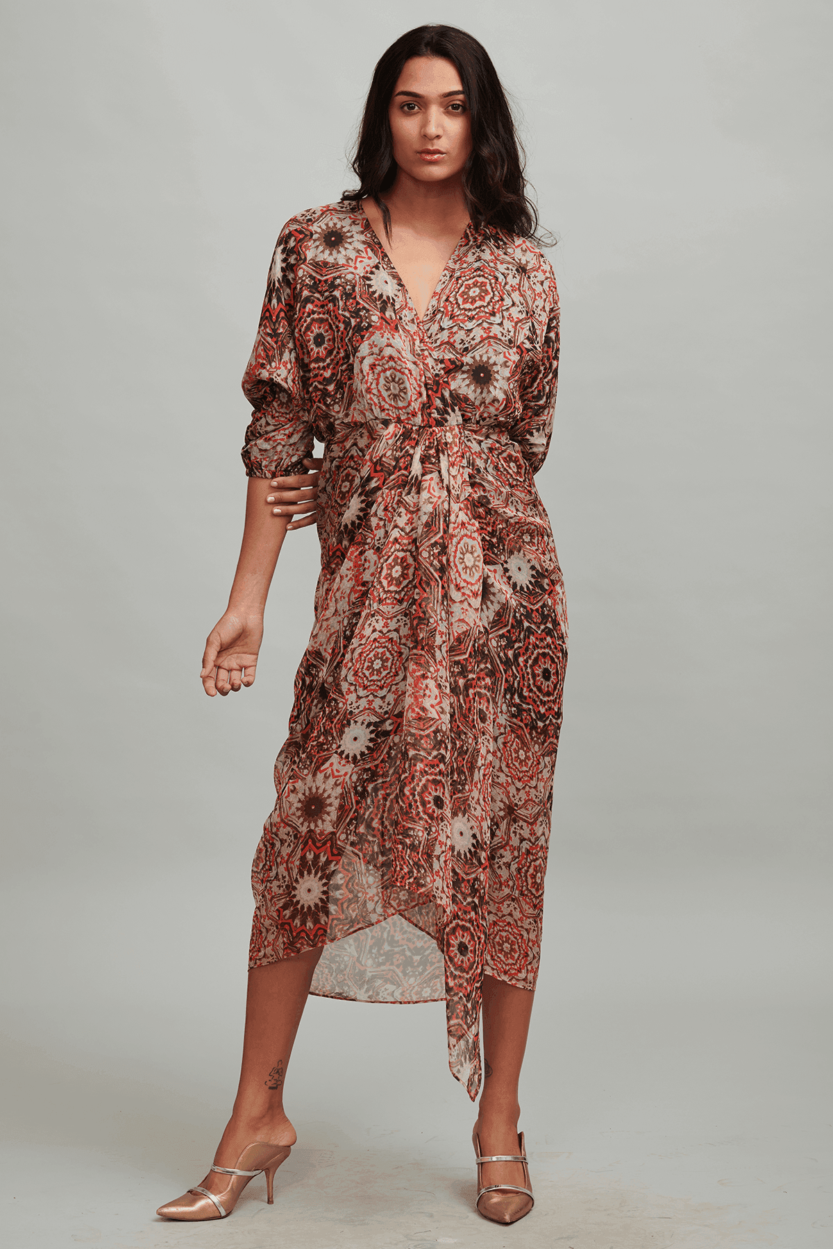 PRINTED WRAP DRESS - dash and dot