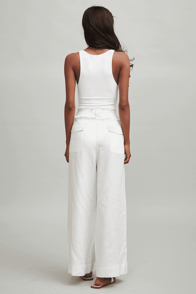 WHITE LINEN PANT - dash and dot dash and dot