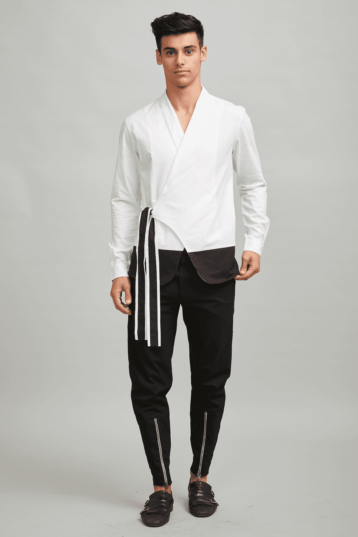 SIDE TIE COLOUR BLOCK SHIRT - dash and dot