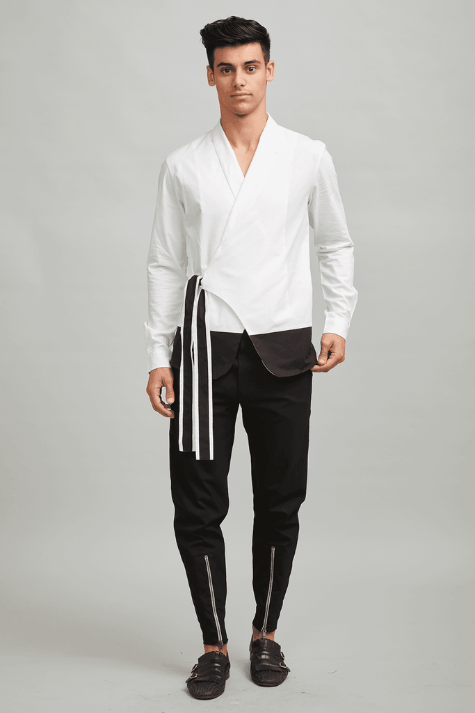 SIDE TIE COLOUR BLOCK SHIRT - dash and dot dash and dot