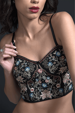 BLACK FLORAL BRALETTE - dash and dot