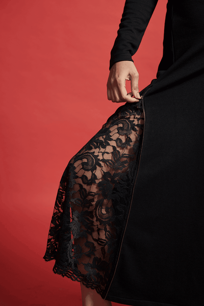 LACE INSERT SKIRT - dash and dot