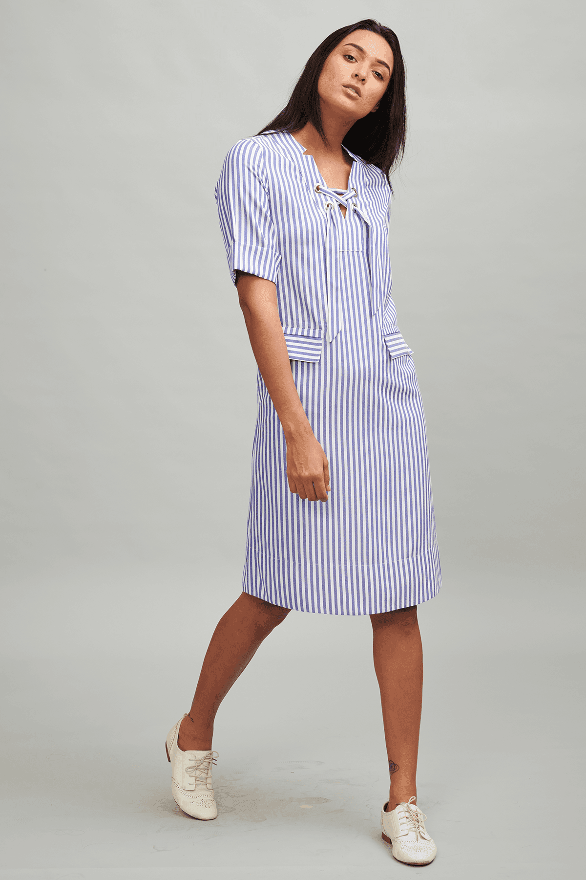 EYELET STRIPE DRESS - dash and dot