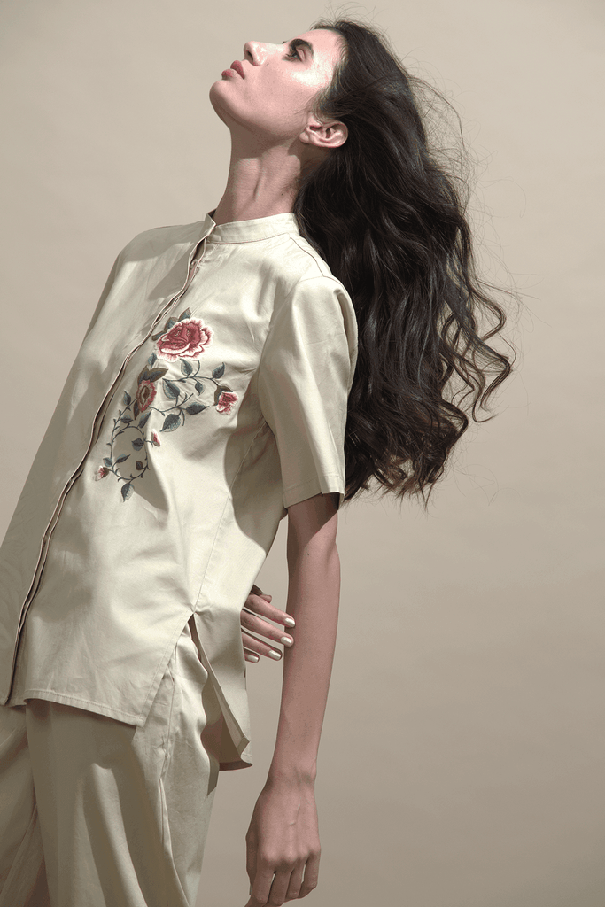 FLORAL EMBROIDERED SHIRT - dash and dot dash and dot