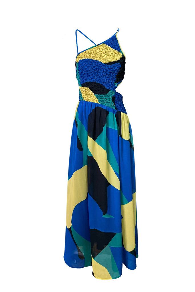 ABSTRACT RUCHED CUTOUT DRESS - dash and dot dash and dot