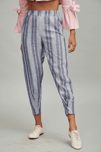 LINEN BUTTON PLEAT PANT - dash and dot