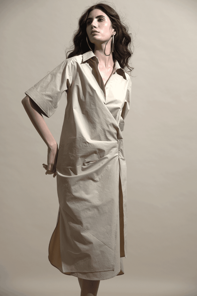 ACROSS BUTTON PLEAT MIDI - dash and dot dash and dot