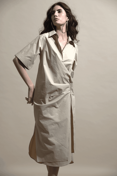 ACROSS BUTTON PLEAT MIDI - dash and dot