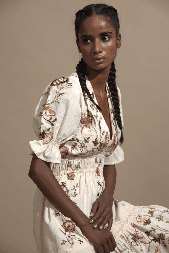 EMBROIDERED TIERED MIDI - dash and dot dash and dot