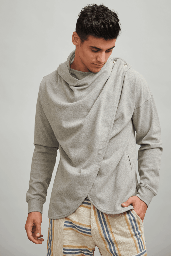 DOUBLE OVERLAP HOODIE - dash and dot dash and dot